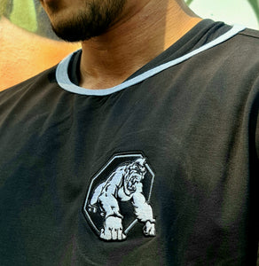 Oversize Training Top Black w Team Gorilla Embroidered Logo NOT Screenprint